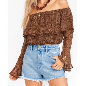 NWT Show Me Your Mumu | Cheetah Cropped Off the Shoulder Love Spell Top Size L